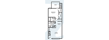 a floor plan of a small house with a kitchen and a living room