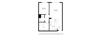 One Bedroom One Bathroom Floor Plan Apartment North Scottsdale