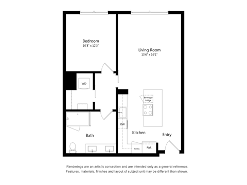 One Bedroom One Bathroom Floor Plan Apartment North Scottsdale