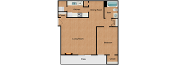 a floor plan of a home with a kitchen and a living room