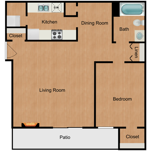 a floor plan of a home with a kitchen and a living room
