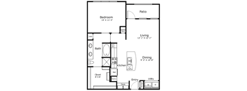 a floor plan of a house with a bedroom and a living room