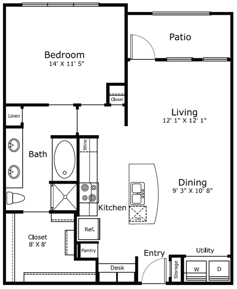 a floor plan of a house with a bedroom and a living room