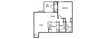 a floor plan of a house with a kitchen and a living room