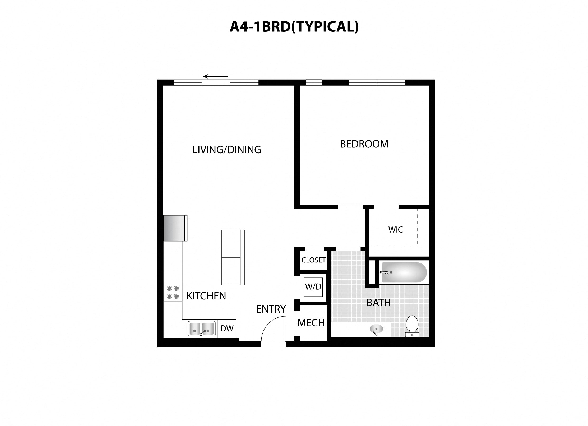 a floor plan of a unit with a bedroom and a living room