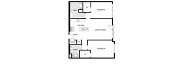 a floor plan of a small house with a bedroom and a living room