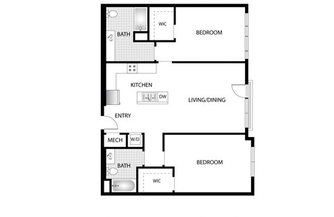 a floor plan of a small house with a bedroom and a living room