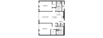 a floor plan of a house with a bedroom and a living room