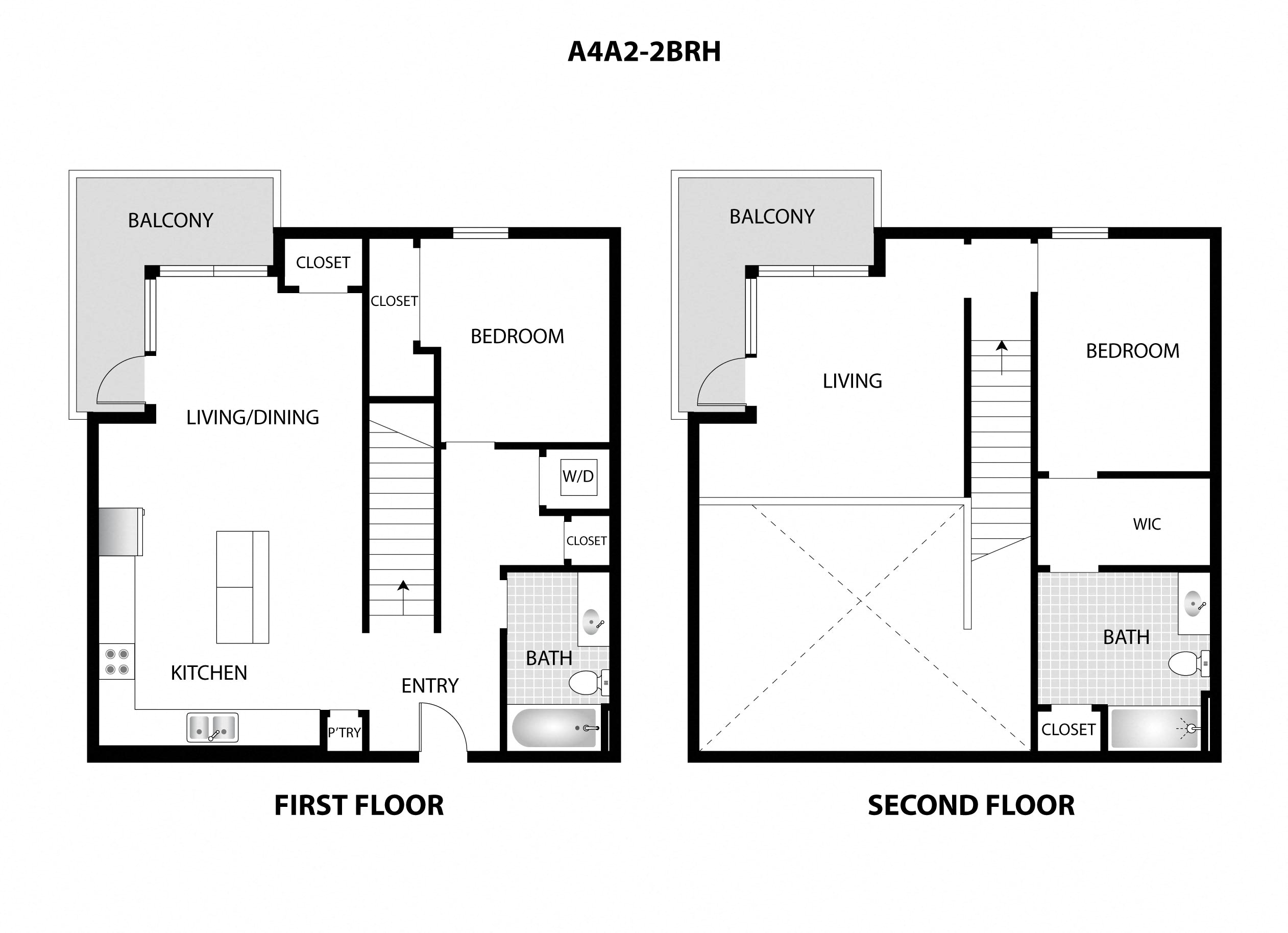 a floor plan of a house with three different floors