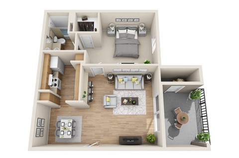 a 2 bedroom192 sq ft studio floor plan