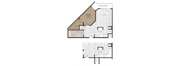 A floor plan of a two bedroom apartment with a balcony.