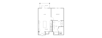 A floor plan of a house with a living room, two bedrooms, a bathroom, a kitchen, a dining room, and an entry.