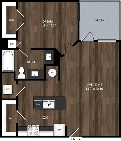a 1 bedroom floor plan | the edison at frisco