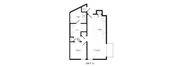 A black and white image of a floor plan for Unit 1J.