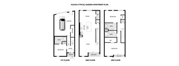 a floor plan of three different layouts of a house