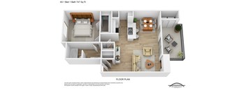 A 5 bedroom apartment with a bathroom is shown in the image.