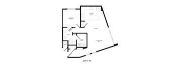 A black and white image of a floor plan for Unit 1K.