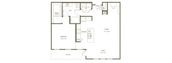 A floor plan of a house with a living room, dining room, kitchen, and bathroom.