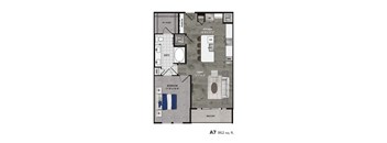 A7 862 sq. ft. floor plan of a living space.