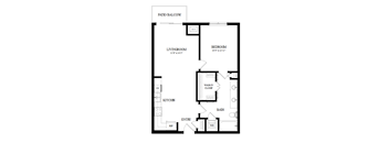 A black and white image of a floor plan for a home.