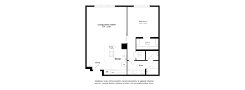 One Bedroom One Bathroom A1 Floor Plan Apartment North Scottsdale
