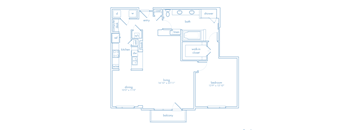 A floor plan of a home with a living room, dining room, kitchen, and bedrooms.