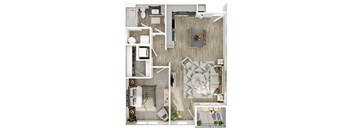 a 2 bedroom floor plan of a house with a bedroom and a living room