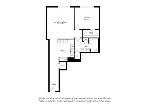 One Bedroom One Bathroom Floor Plan Apartment North Scottsdale