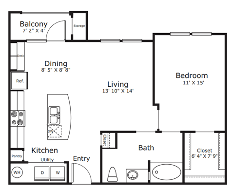 a floor plan of a bedroom apartment