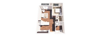 a floor plan of a house with a bedroom and a living room