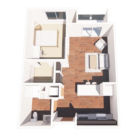 a floor plan of a house with a bedroom and a living room