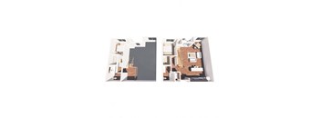 A cutaway diagram of a house showing the interior layout.