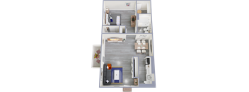 a floor plan of a one bedroom apartment with a bathroom and living room