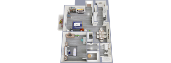 a rendering of our 1 bedroom apartment at princeton court apartments in dallas
