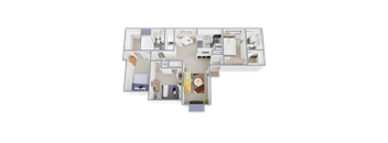 a floor plan of a studio apartment with a bedroom and a living room