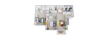 a floor plan of a studio apartment with a bedroom and a living room