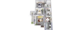 a drawing of our 1 bedroom apartment at princeton court apartments in dallas, tx