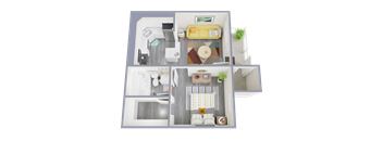a floor plan of a 1 bedroom apartment
