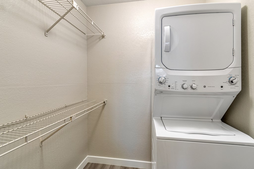 a washer and dryer in a room