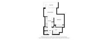 a floor plan of a bedroom apartment with an open floor plan