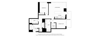 a floor plan of a unit with a bedroom and a living room