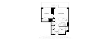 a floor plan of a unit with a bedroom and a living room