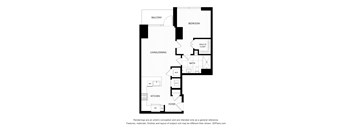 a floor plan of a unit with a bedroom and a living room