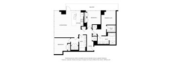 a floor plan of a bedroom apartment with a asymmetrical floor plan
