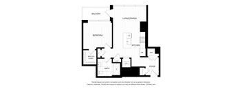 a floor plan of a bedroom apartment with an open floor plan