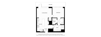 a floor plan of a bedroom apartment with an open floor plan