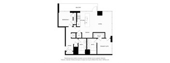 a floor plan of a bedroom floor plan with an open floor plan