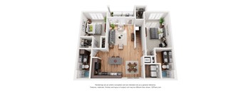 a 1 bedroom floorplan is shown in this rendering