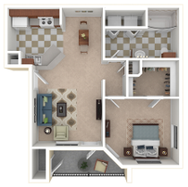 the springs 1 bedroom floor plan  fountain grove apartments  670 sq ft