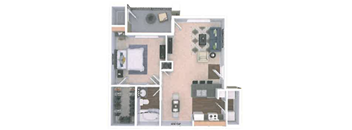 a floor plan of a house with a bedroom and a living room